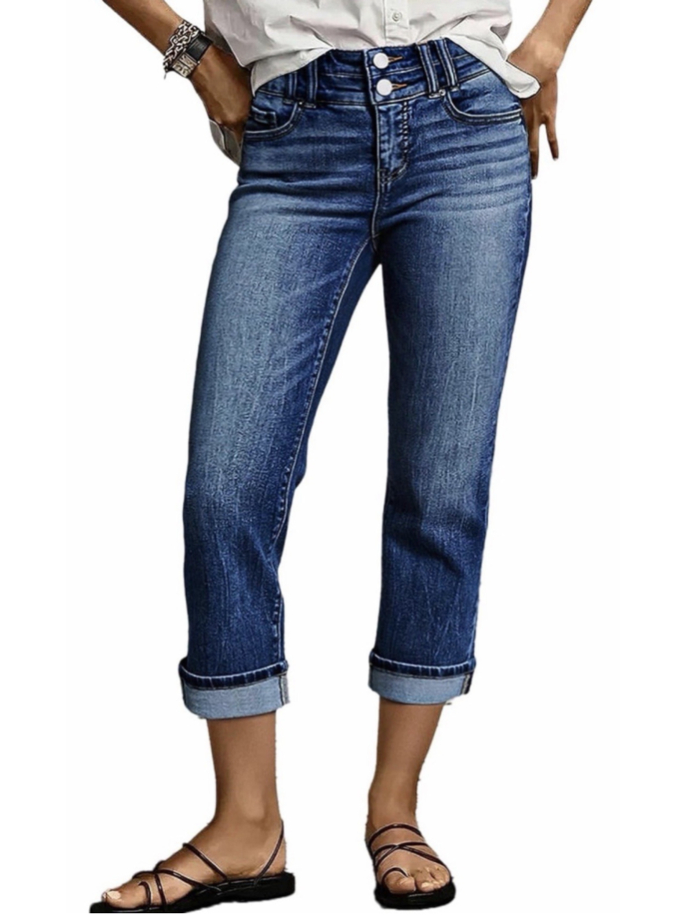 Flamingals Capri Jeans for Women Straight Leg Cropped Jeans XL